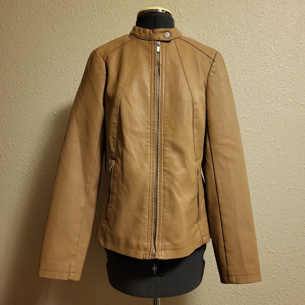 a.n.a Tan Faux Leather Jacket Size Small
